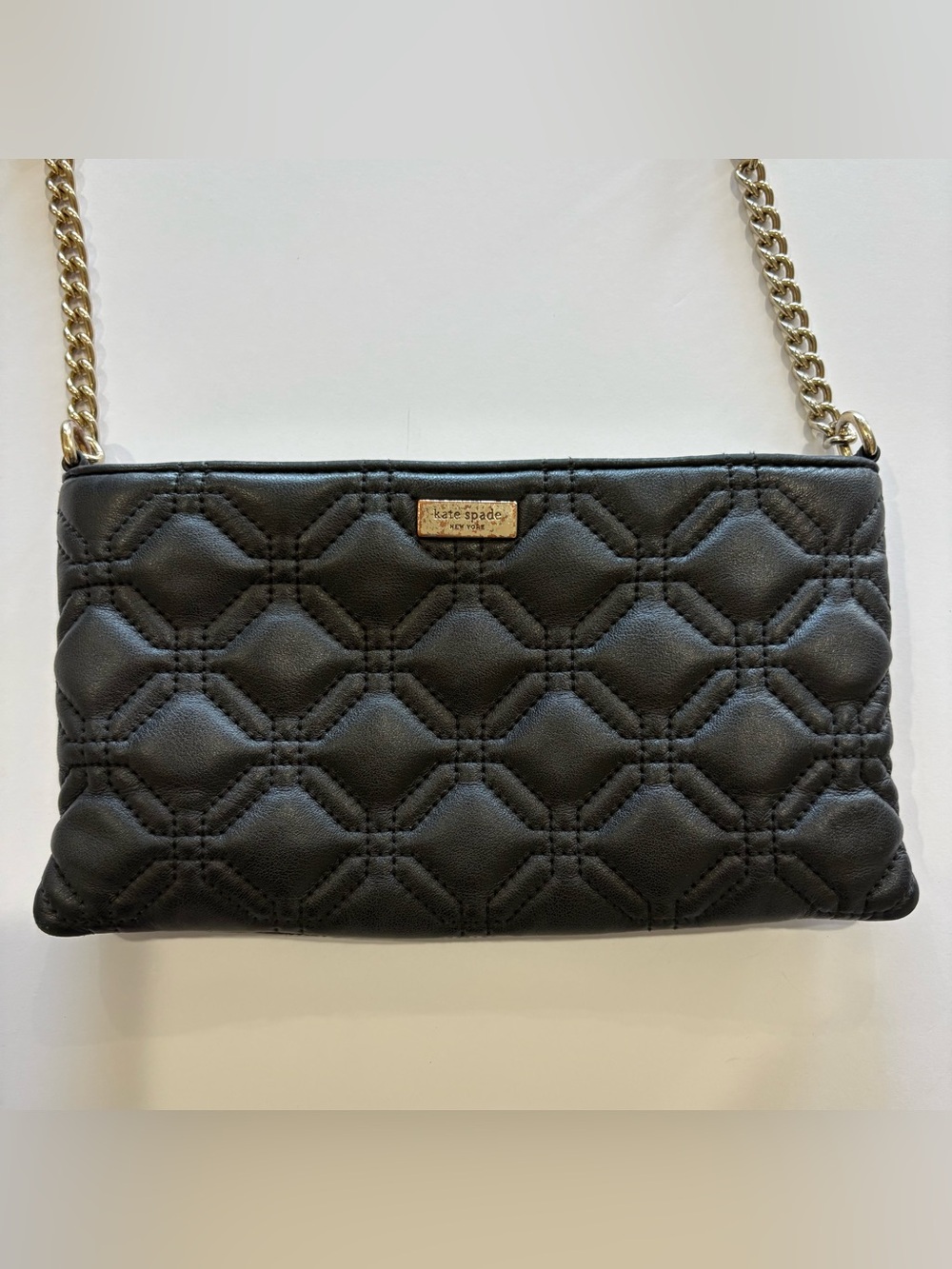 Kate Spade New York Black Quilted Shoulder Bag Chain Strap Purse